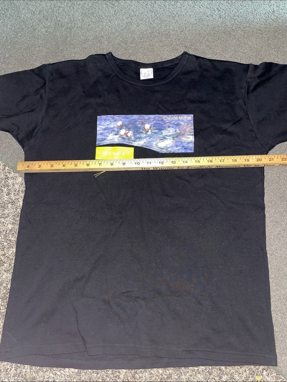 Vintage Claude Monet Water Lillies WaterColor Art Black Graphic Short Sleeve Tee
